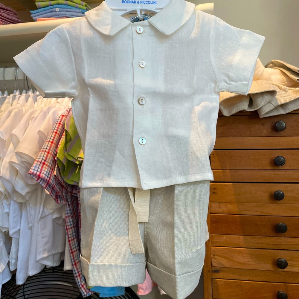 Bognar & Piccolini Baby Boy Linen Outfit - like new